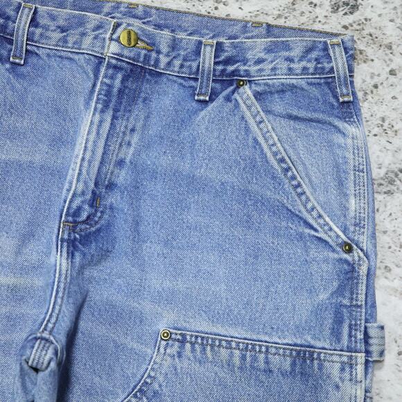 Vintage Carhartt B73 DST Faded Blue Jeans Denim Double Knee Carpenter Pant 32x29 - Picture 10 of 16